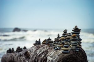 Stacked Rocks by Ocean